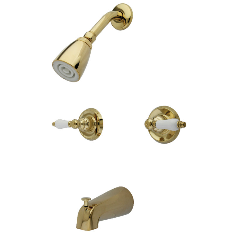 Kingston Brass Victorian Double-Handle Tub and Shower Faucet, Polished Brass