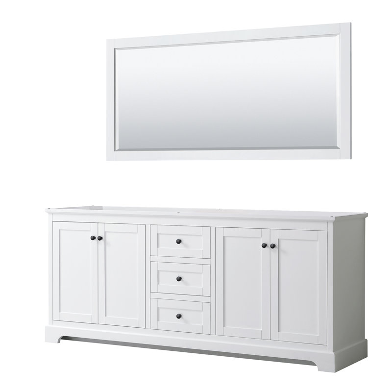Base de meuble-lavabo double 79 po Avery seulement, Blanc / noir mat