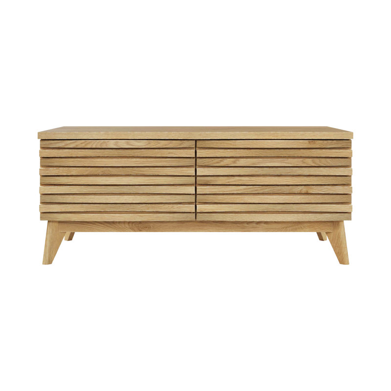 Corrigan Studio Stylish Mamtha 2 Drawer Oak Wooden Coffee Table with Storage for Living Room Table