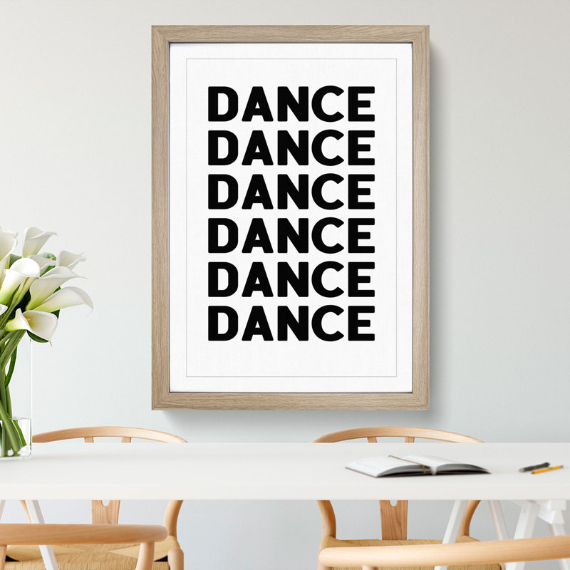 Dance Dance Dance - Picture Frame Typography, 90cm H x 65cm W x 2cm D, Oak