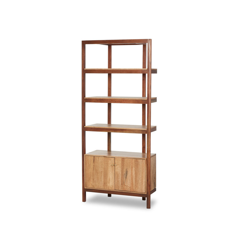 Bibliothèque standard en bois massif Jeanna, Miel fumé