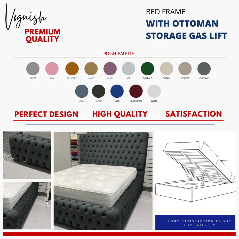 Upholstered Ottoman Storage Bed, Super King (6'), Beige