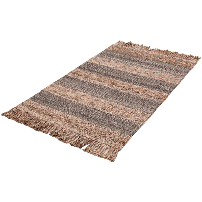 Tapis gris foncé en laine tressé à la main