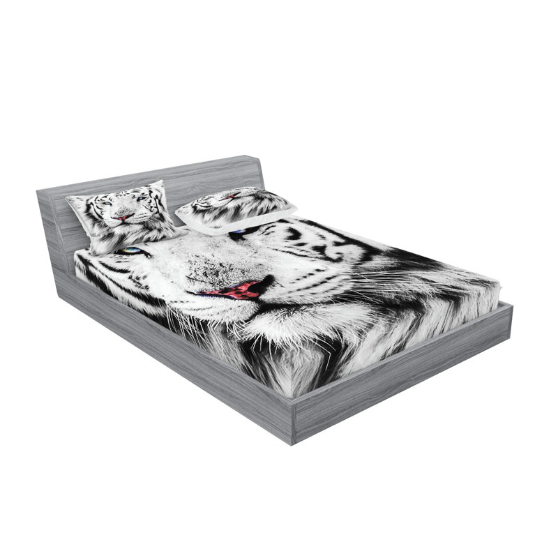 Drap-housse et taie décorative noir et gris Ambesonne, Ensemble de draps pour très grand lit californien
