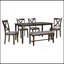 Ensemble de 6 tables de salle à manger en bois, 4 chaises en tissu et banc-1541508472