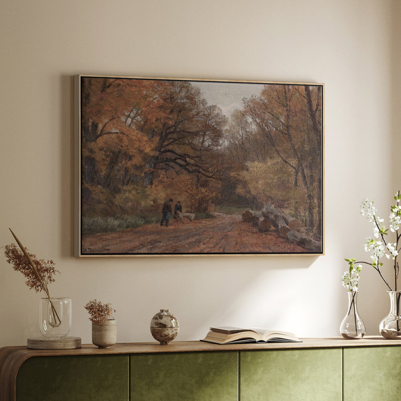 «Vintage Landscape -CCCX» sur toile, H 27 po x l 41 po, Bois naturel