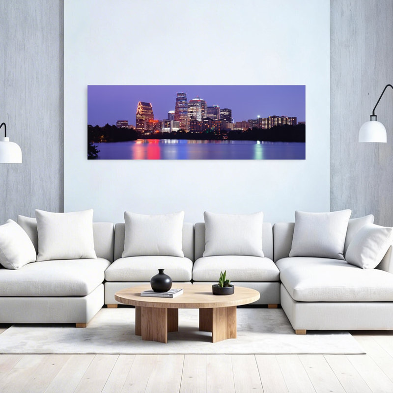 US Texas Austin Skyline Night by Richard Sisk - Wrapped Canvas Panoramic Print, 50.8 cm H x 152.4 cm W