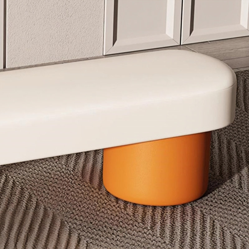 Banc rembourré en similicuir Light Luxury, H 17,71 po x l 70,86 po x P 15,74 po, Orange, blanc cassé