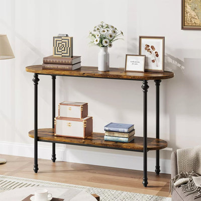 Console rectangulaire en bois massif brun