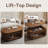 Lift Top Wood Coffee Table, Center Tea Table With Hidden Storage Compartment And Open Shelf For Living Room, Apartment, Small Space, Oak-310895379-323496858