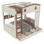 Lit superposé double sur double avec tiroirs de rangement, tablettes et crochets, fabrication en bois massif, aucun sommier nécessaire, beige et naturel
