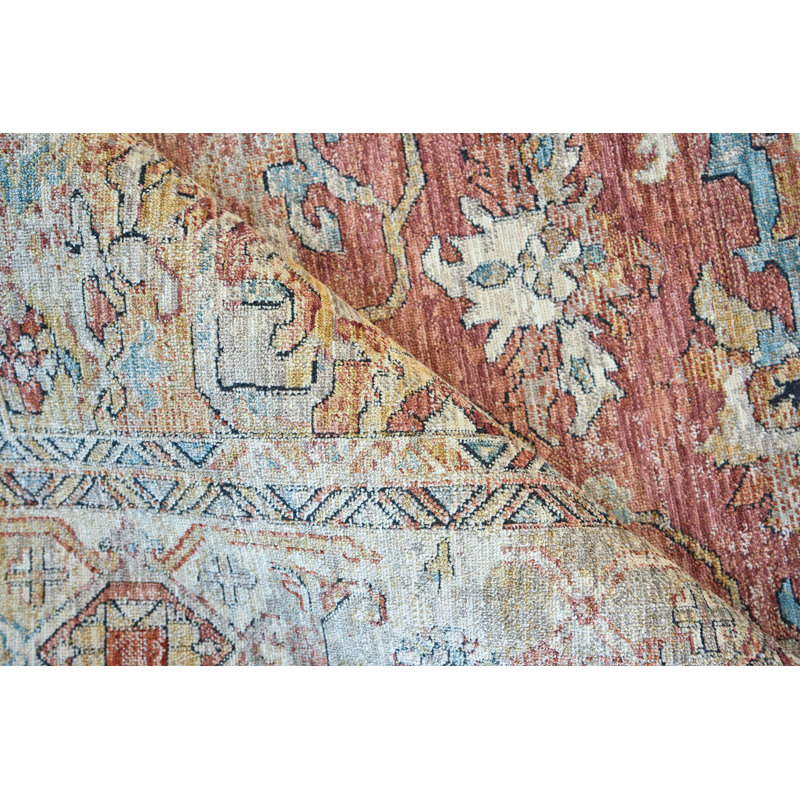 Antique Loom Rust/Beige Polyester powerloom Area Rug, Rectangle 6' x 9'