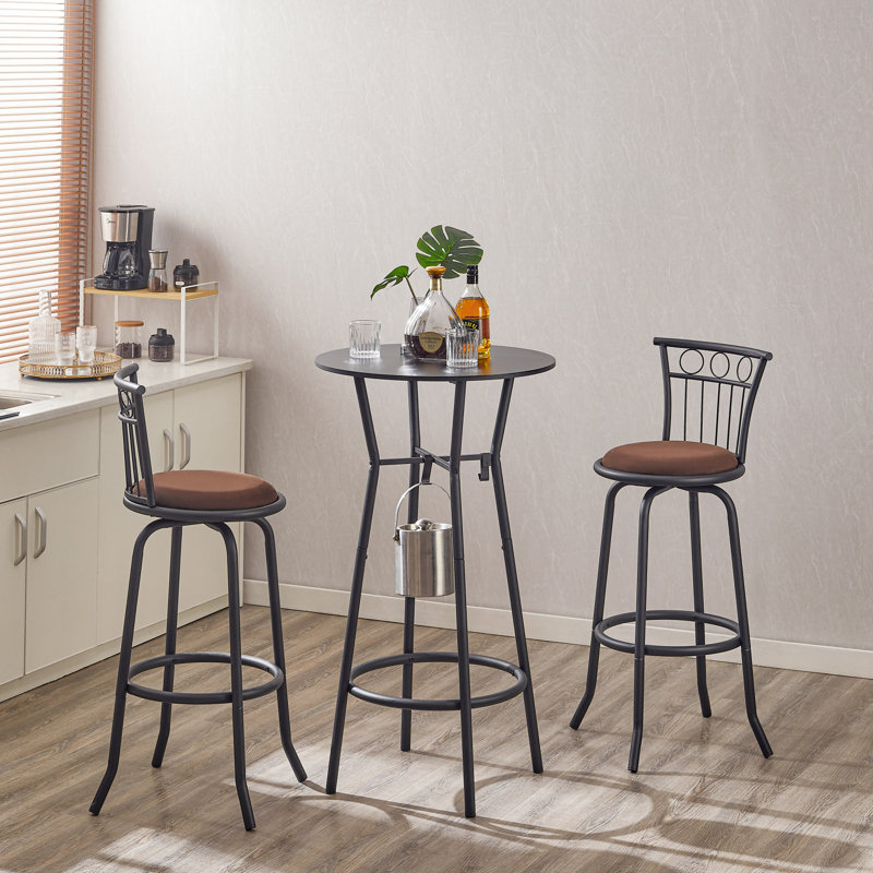Chaises de bar à hauteur de comptoir avec dossier en métal et siège en tissu