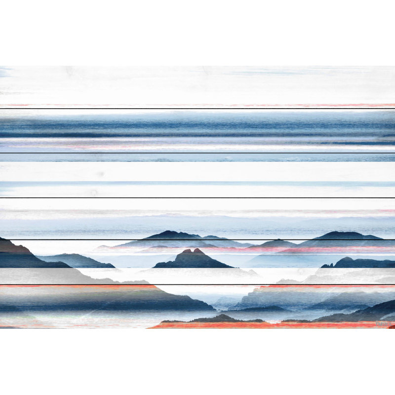 «Hidden Blue Mountains» par Parvez Taj, reproduction d'art sur bois blanc, H 30 po x l 45 po x P 1,5 po