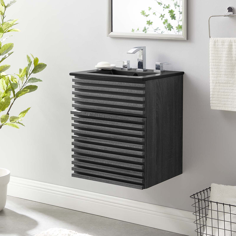 Meuble-lavabo mural 18 po Render, Gris anthracite