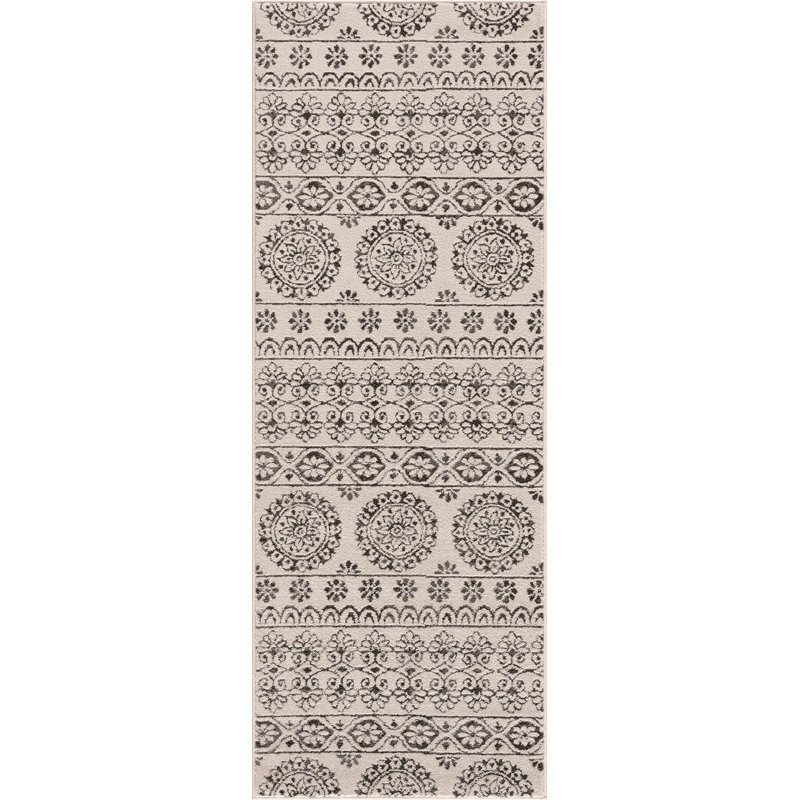 Tapis gris anthracite / beige Batty, Tapis de couloir 2 pi 7 po x 7 pi 3 po