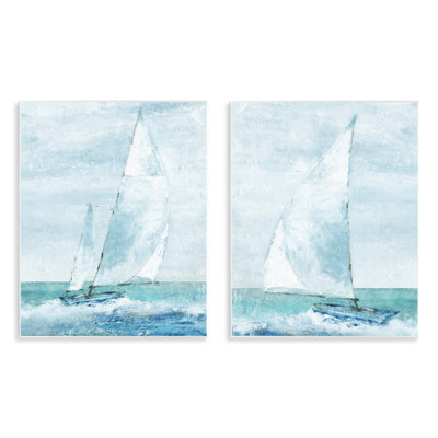 Maritime Boats Seascape 2 Piece Wall Plaque Art Set, design by Carol Robinson