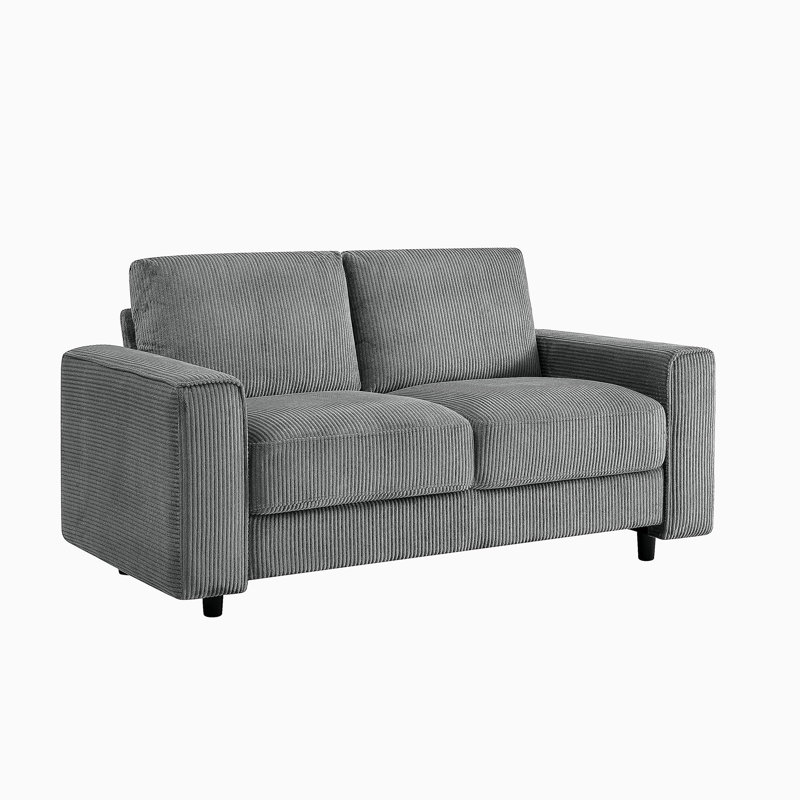 Canapé moderne en velours côtelé 2 places, H 33 po x l 66 po x P 32 po, Gris