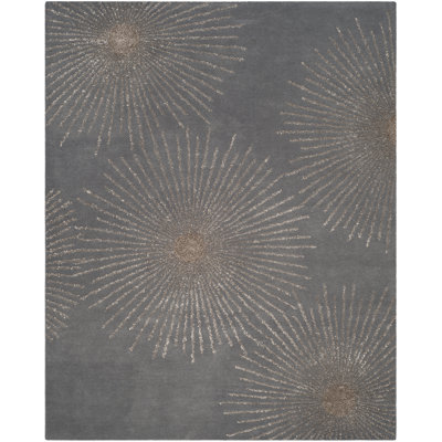 Tapis gris foncé / argent en laine touffeté à la main Amier
