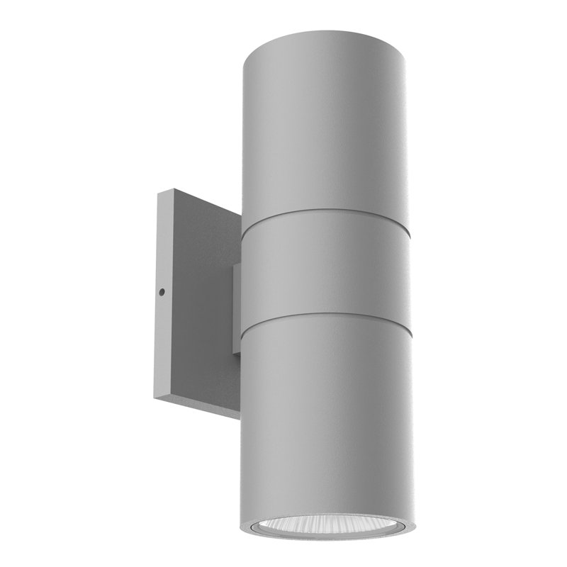 Lund LED Outdoor Armed Sconce, Gray, 12"H x 4.5"W x 3.5"D