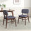 Ensemble de 2 chaises de salle à manger rembourrées Mid-Century avec structure en bois d'hévéa, noyer