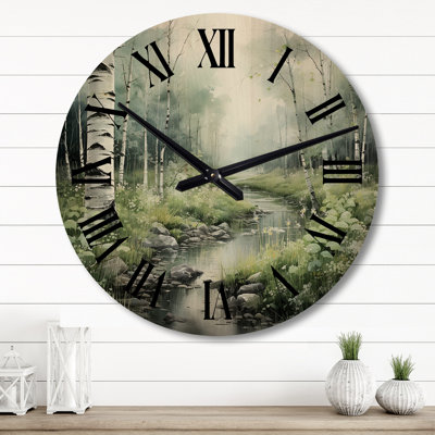 Birch Woods Ethereal Elegance V - Forest Oversized Wood Wall Clock