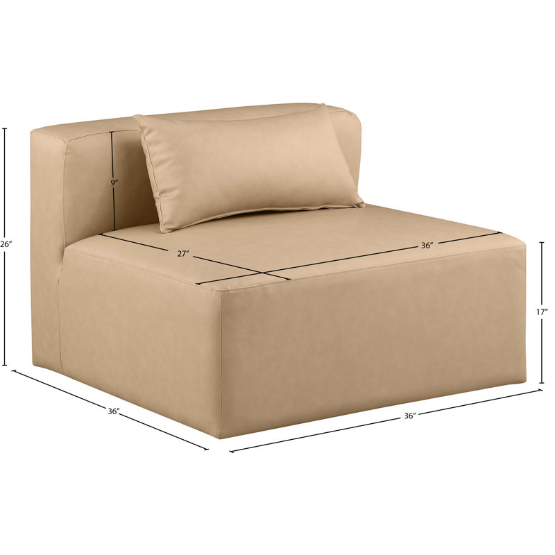 Chaise d'appoint en cuir Iyonnie Vegan, Cuir brun clair végétalien