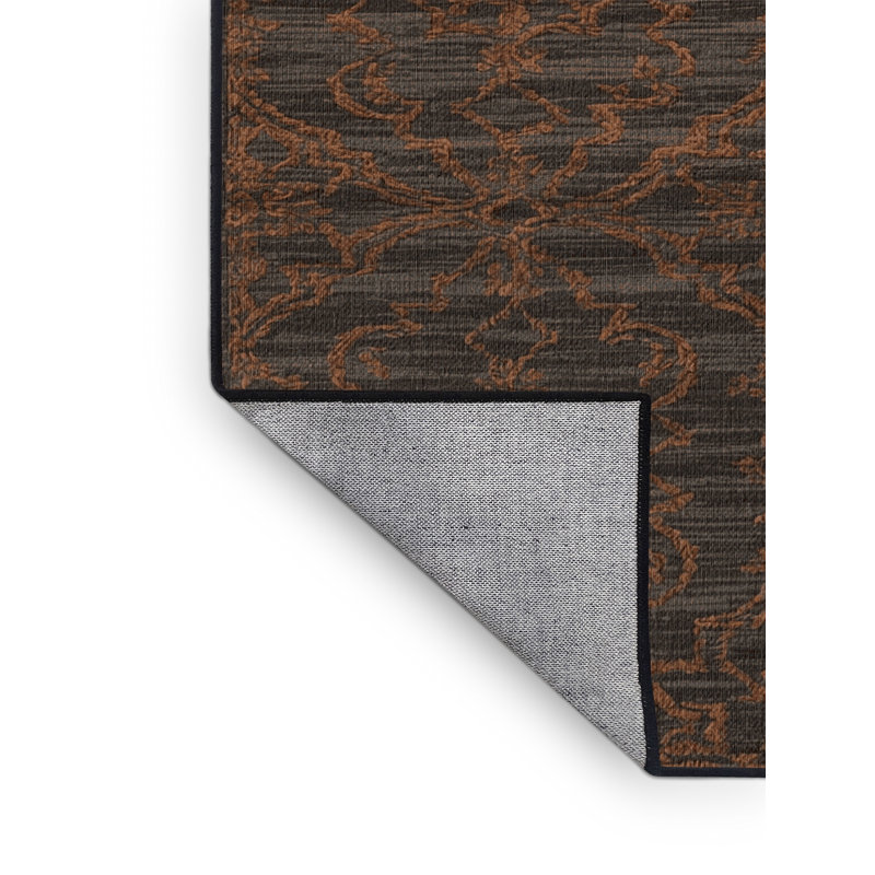Tapis brun treillis lavable à la machine, Rond 3 pi
