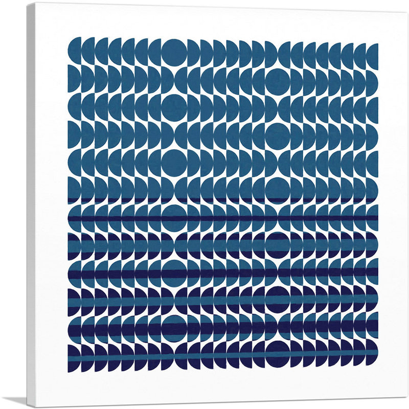 «Mid-Century Modern Blue Circles Rising», impression sur toile tendue, H 26 po x l 26 po x P 0,75 po