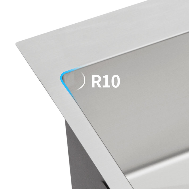 33X22x10" Stainless Steel Drop-In Kitchen Sink Single Bowl - T304 Steel, Strong And To Rust & Stains, Easy Rinse Clean, R10 Corners Material, Stain Seal, Clean With Soap, Radius Design