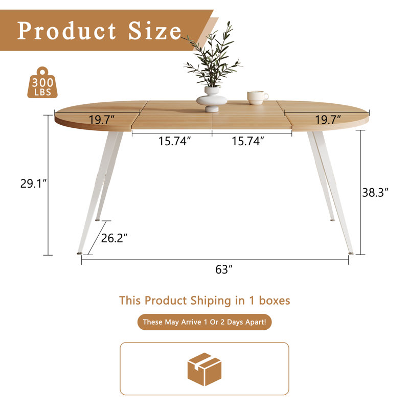 Vesta Extendable Folding Kitchen Dining Table, Nature, White