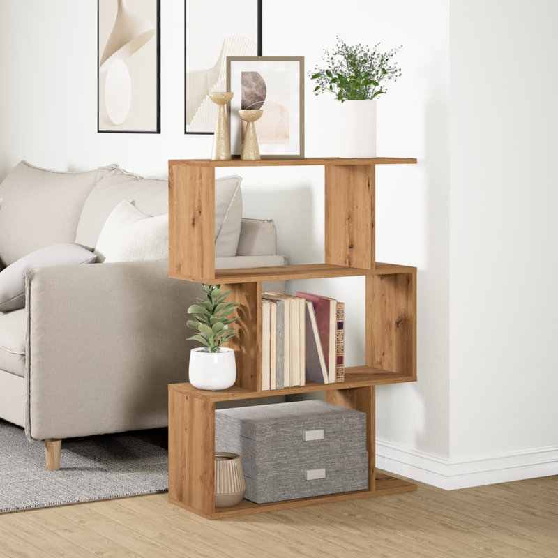 Sekai 70cm W Bookcase, Artisan Oak, (3 Shelves) 97cm H x 70cm W x 24cm D