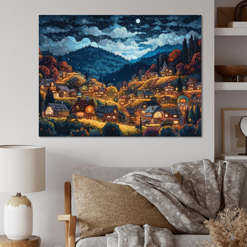 Petit village alpin de Steadham en automne I, H 12 po x l 20 po x P 1 po, Toile tendue