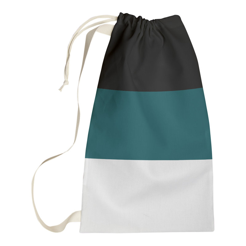 Boston Fabric Laundry Bag with Handles, Small (29" H x 18" W), Green Accent