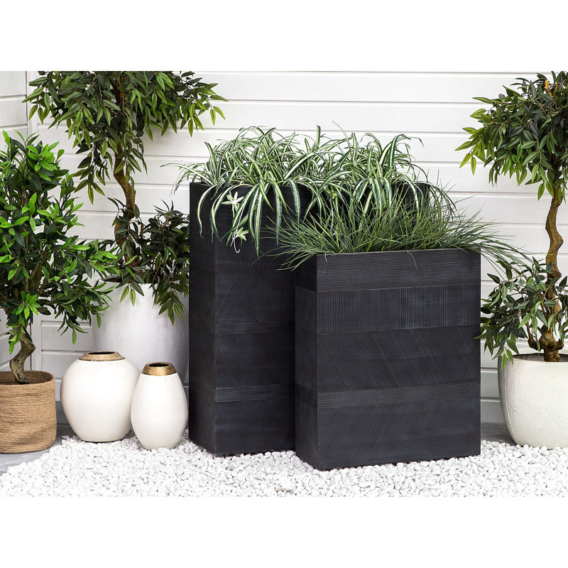 Pratcher Pot Planter, Black, 92cm H x 80cm W x 30cm D