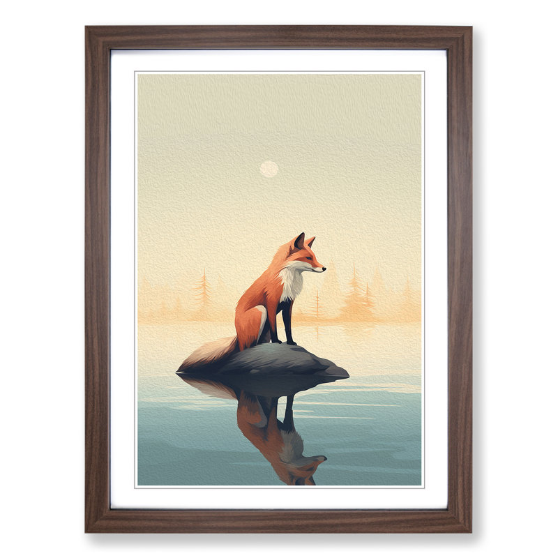 Single Picture Frame Print on Wood, Walnut Framed, 46cm H x 34cm W