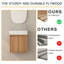 Petit meuble-lavabo mural 16 po, petit meuble-lavabo mural en bois d'acacia massif avec vasque en résine blanche SMC, meuble-lavabo moderne avec porte à fermeture en douceur