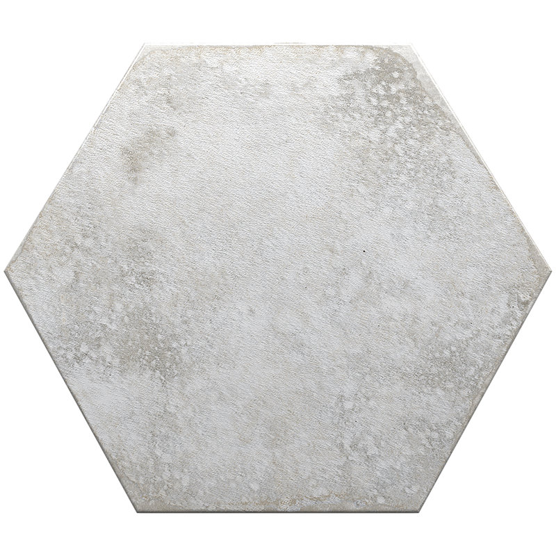 Mandalay Hex 9.13 in. x 10.51 in. Polished Concrete Look Porcelain Floor and Wall Tile, White