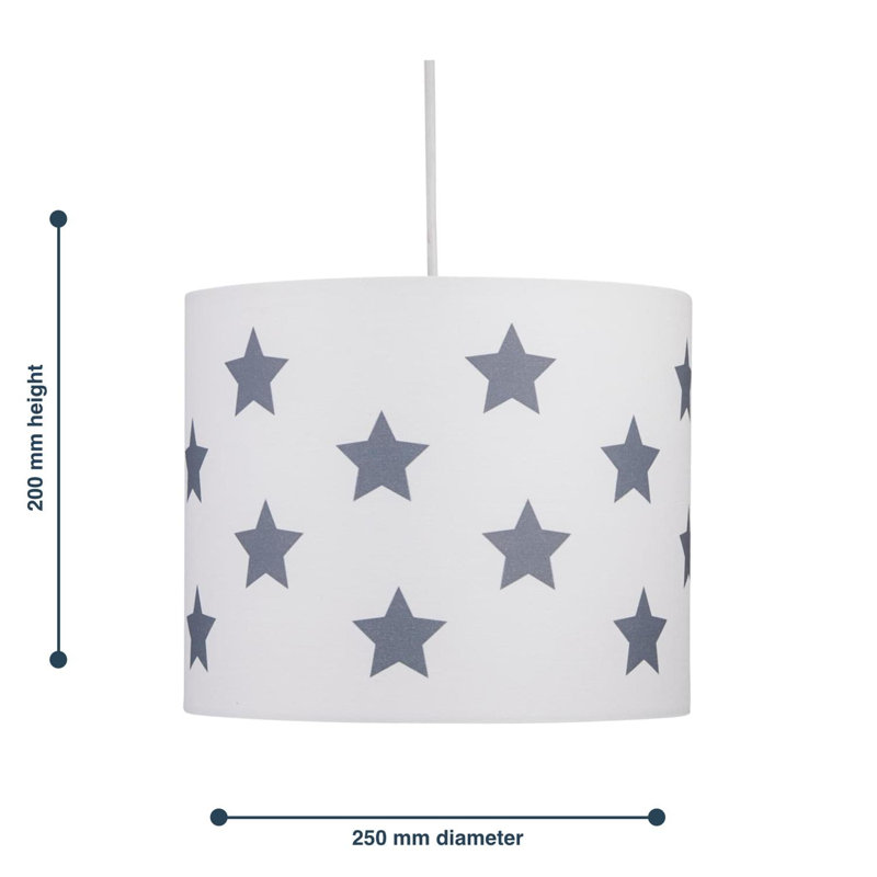 20cm H Cotton Drum Pendant Shade ( Uno ), White/Grey