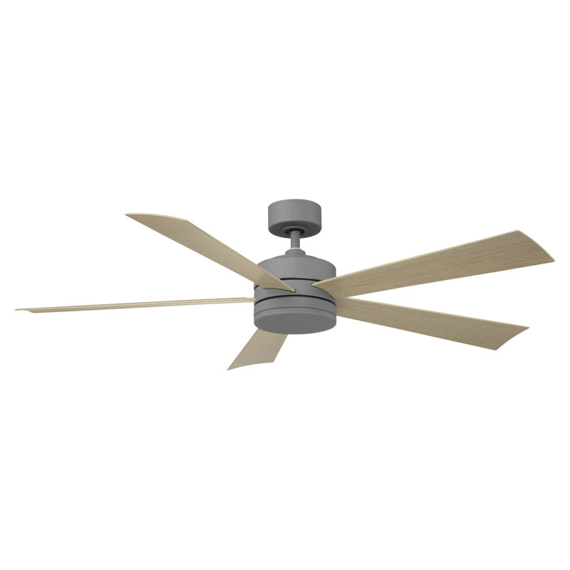 Wynd 5-Blade Outdoor/Indoor Smart Standard Ceiling Fan with LED Light Kit and Remote Included, 52", Matte Black