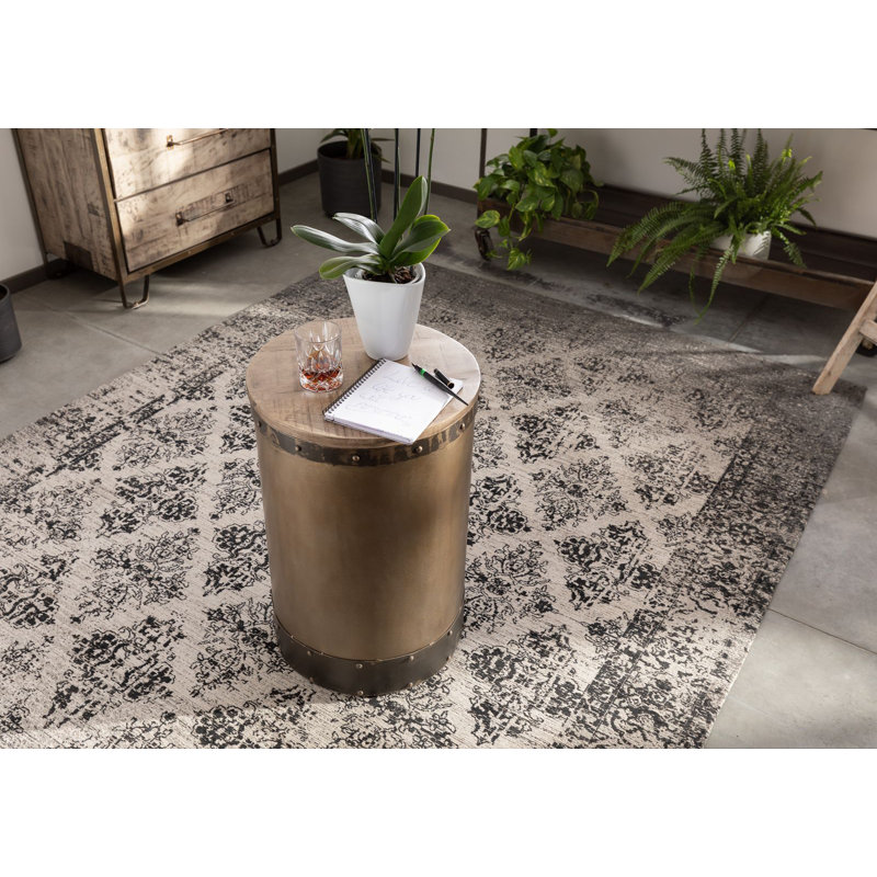Heavy Industry Drum End Table, Brown