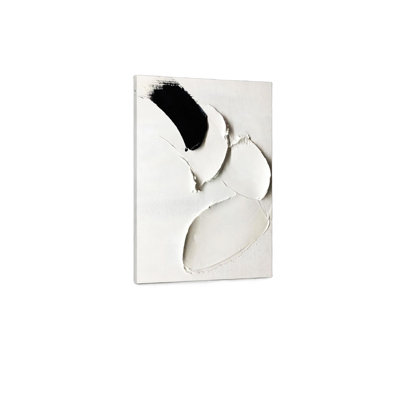 Toile de fond abstraite noire et blanche, cadre en bois à l'arrière encastré, décoration murale 36 "x 24"