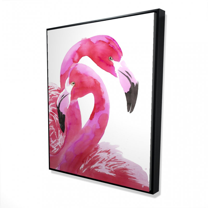 «Watercolor Flamingo Love», reproduction sur toile