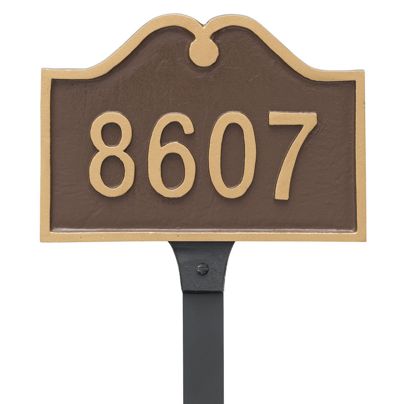 Enseigne d’adresse pour pelouse sur 1 ligne Hillsdale, Blanc / Doré
