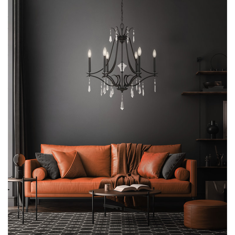Willa Arlo Interiors Vogan Coal With Clear Chandelier, Black