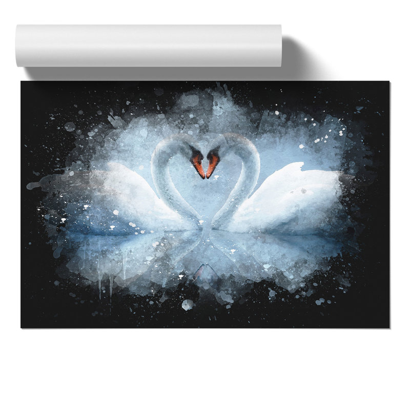 White Swan Paint Splash - Frameless Print, 59cm H x 84cm W x 0.1cm D