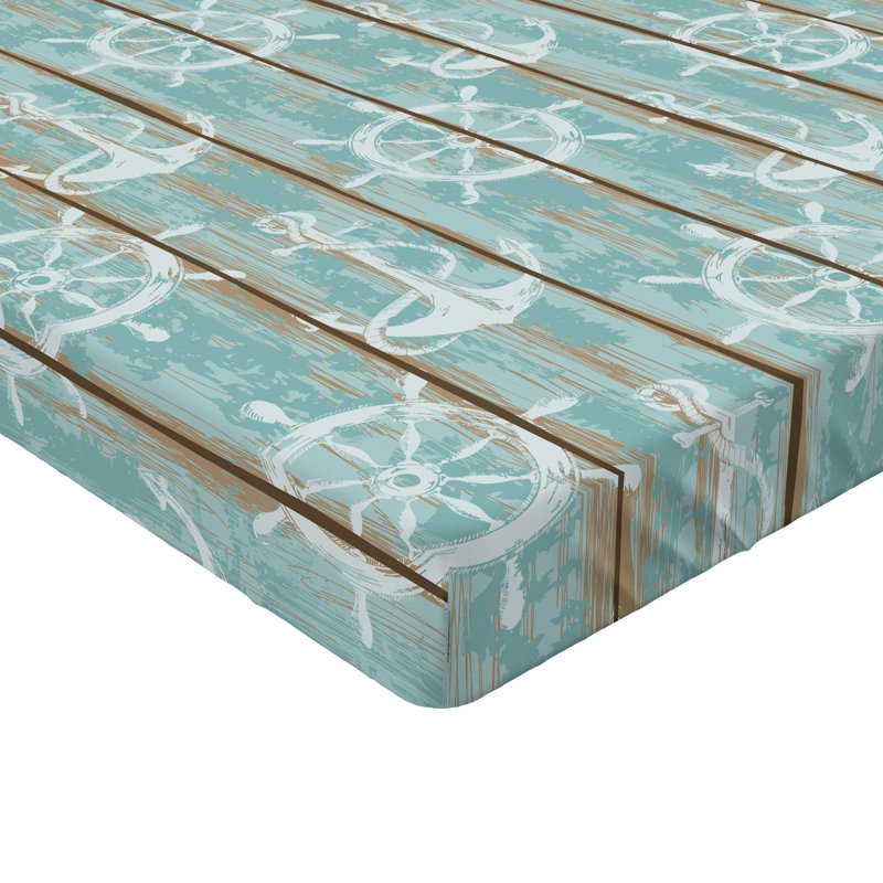 Ambesonne Fitted Sheet 2-Pack, Turquoise/Cocoa/White Wood/Shiplap, King Fitted Sheet