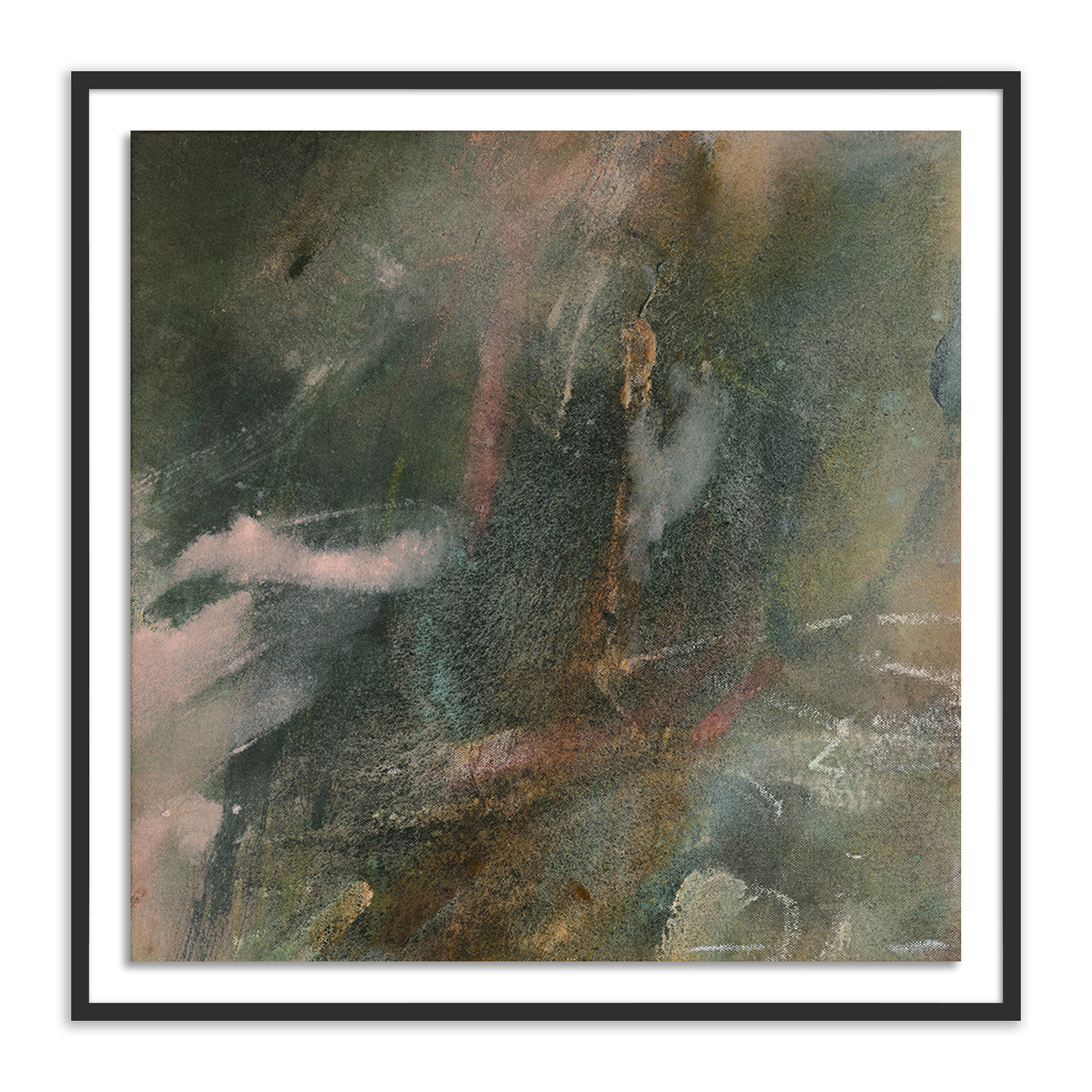 Last Night The Rain Spoke To Me by Allis, Dark Brown Framed, 40" H  x  40" W x 2.5" D