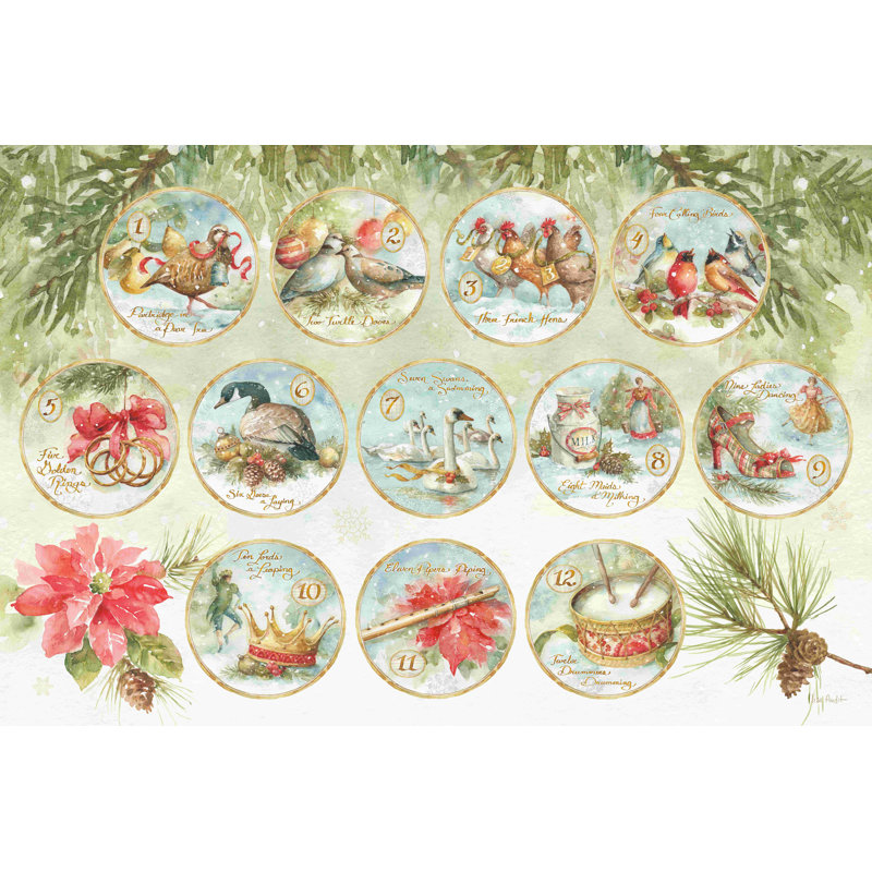«12 Days of Christmas XIII» par Lisa Audit - reproduction d'art sur toile tendue, H 20 po x l 30 po