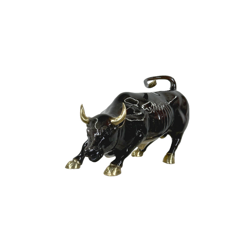 Bronze Wall Street Bull with Accents Sculpture